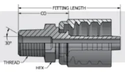 BSPT Solid Male Stem 30° Seat