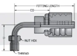 SAE 45° Male Inverted Swivel Stem 90° Bent Tube