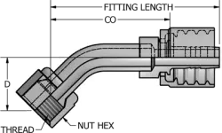 JIC 37° Swivel Female Stem 45° Bent Tube Medium Drop
