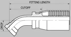 Swivel Female Flat Face O-Ring Seal Stem 45° Medium Drop - KT