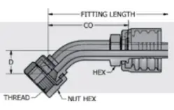 JIS Swivel Female 30° Seat 45° Bent Tube