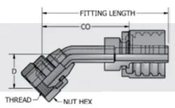 BSPP Swivel Female Stem 30° Cone 45° Bent Tube