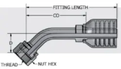 Swivel Female Flat Face O-Ring Seal Stem 45° - 1W