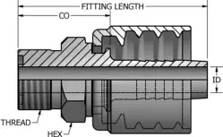 Solid Male Flat Face O-Ring Seal Stem