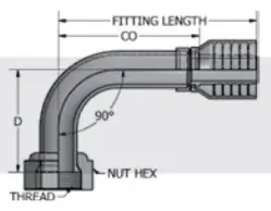 JIC 37° Swivel Female Stem 90° Bent Tube Short Drop - 1W