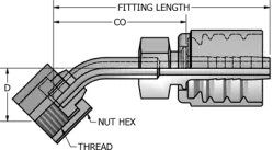 Swivel Female Flat Face O-Ring Seal Stem 45° 