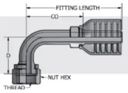Swivel Female Flat Face O-Ring Seal Stem 90° Short Drop - 1W