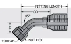 JIC 37° Swivel Female Stem 45° Bent Tube Medium Drop - 1W