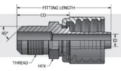SAE 45° Solid Male Stem